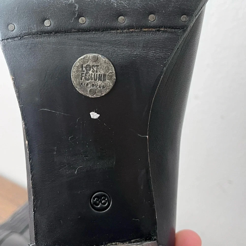 Lost and Found Shoes Black Leather Ankle Boots size 38 Womens US size 8 - Picture 5 of 11